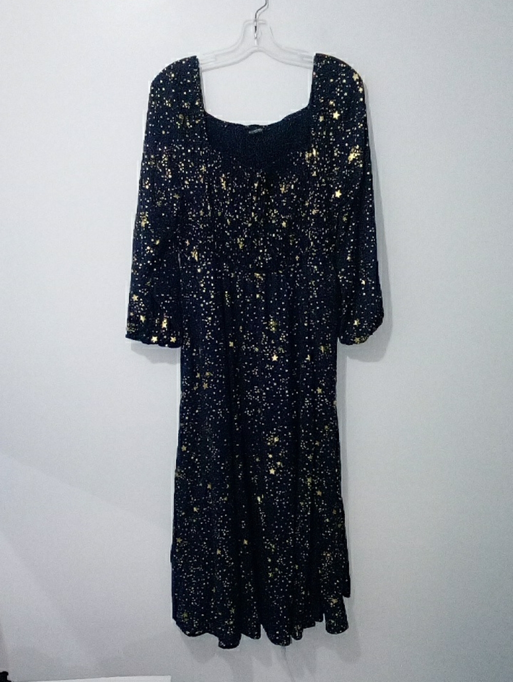 Bloomchic Blue Star-Print Maxi Dress with Smocked Bodice Size 14-16